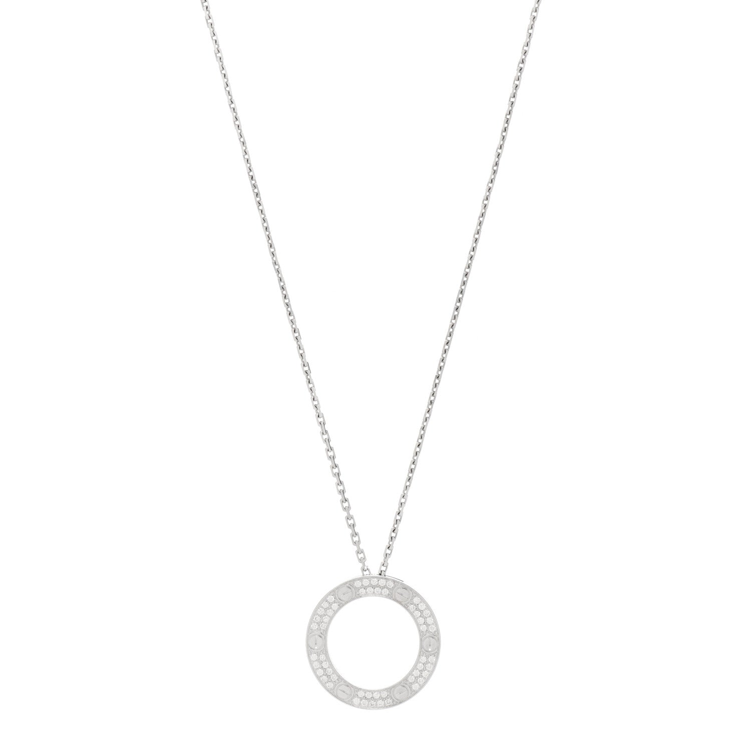 Cartier 18K White Gold Diamond LOVE Paved Necklace 1 of 3