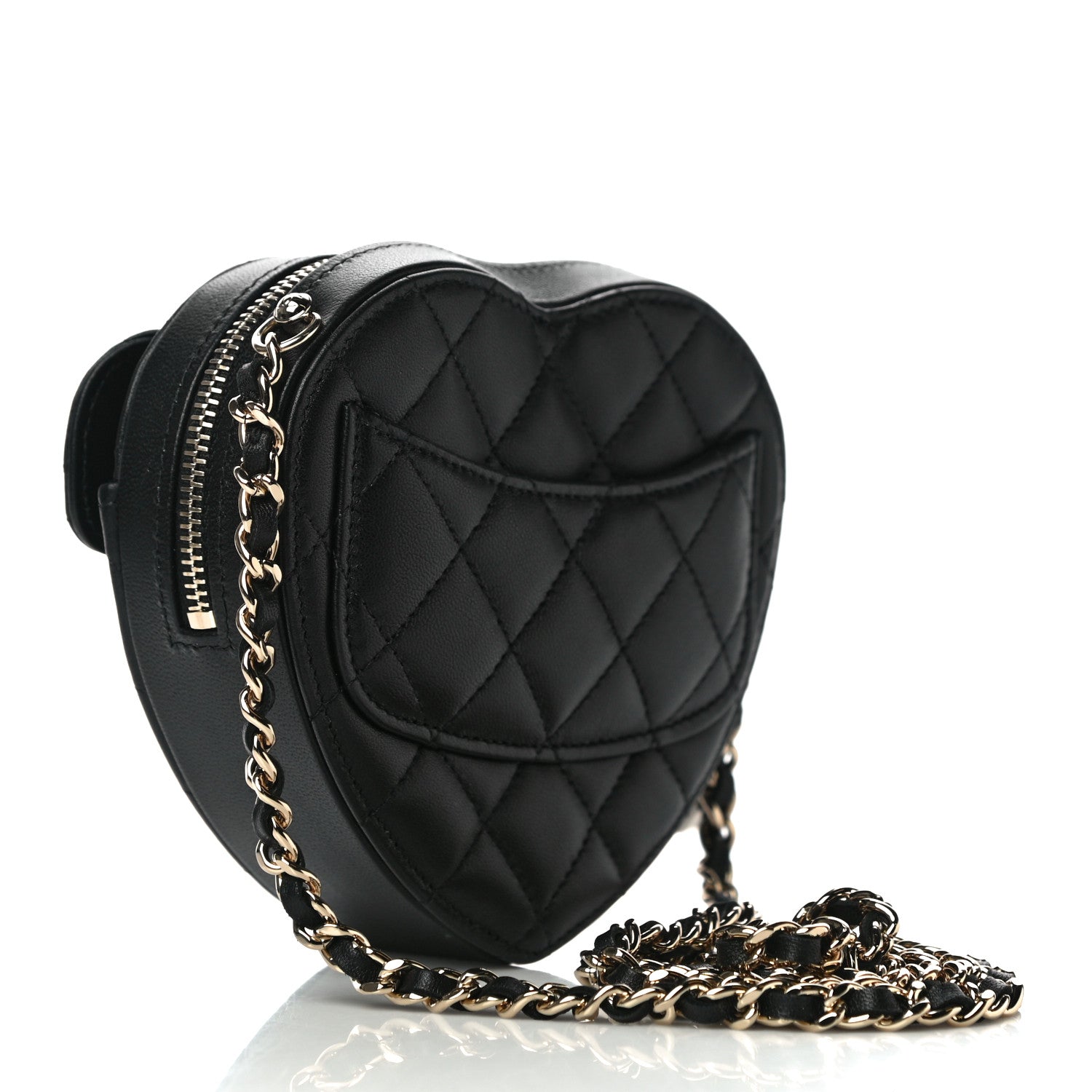 Chanel Lambskin Quilted CC In Love Heart Clutch With Chain Black 3 of 10