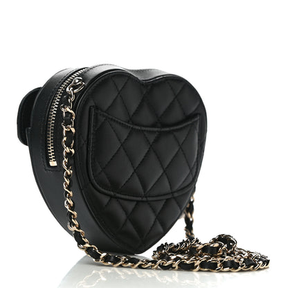 Chanel Lambskin Quilted CC In Love Heart Clutch With Chain Black 3 of 10