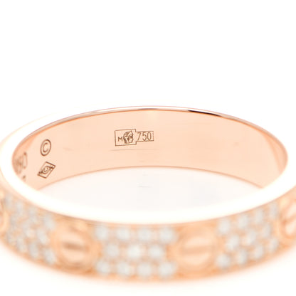 Cartier 18K Pink Gold Diamond 4mm LOVE Wedding Paved Band Ring 50 5.25 5 of 6
