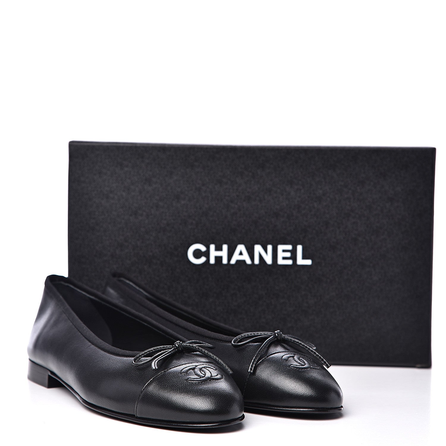 Chanel Lambskin Cap Toe Ballerina Flats 40 Black 9 of 9