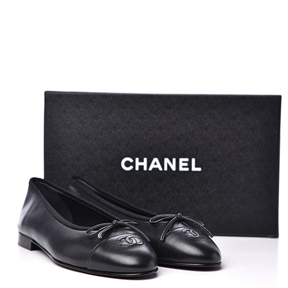 Chanel Lambskin Cap Toe Ballerina Flats 40 Black 9 of 9