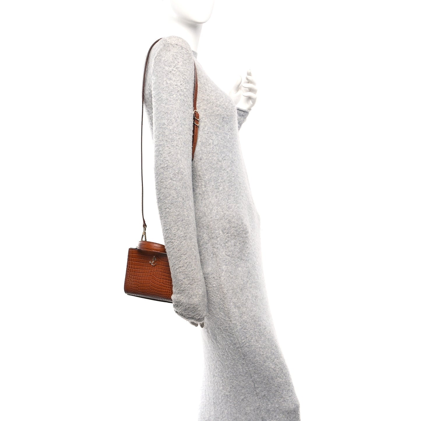 Calfskin Crocodile Embossed Mini Varenne Top Handle Dark