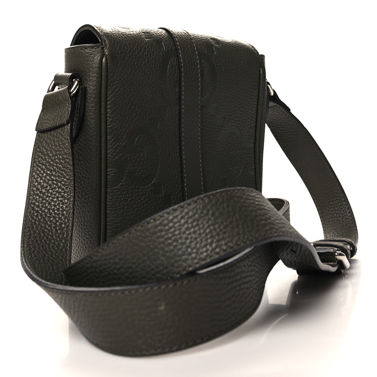 Gucci Piuma Calfskin Jumbo GG Embossed Small Messenger Bag Dark Green 3 of 11