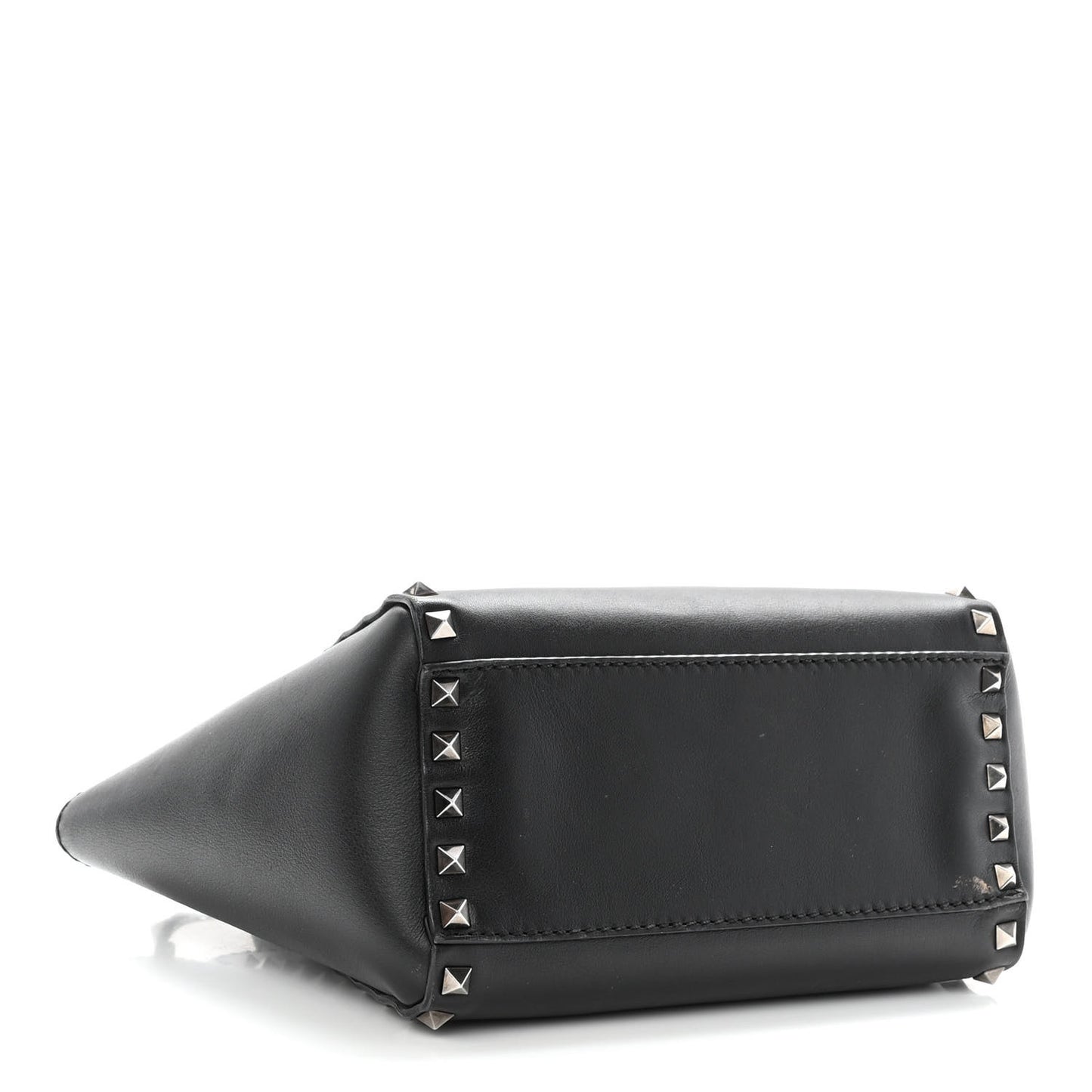 Vitello Mini Rockstud Double Handle Tote Black