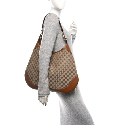 Gucci GG Supreme B Large Shoulder Bag Beige Dark Brown 2 of 13