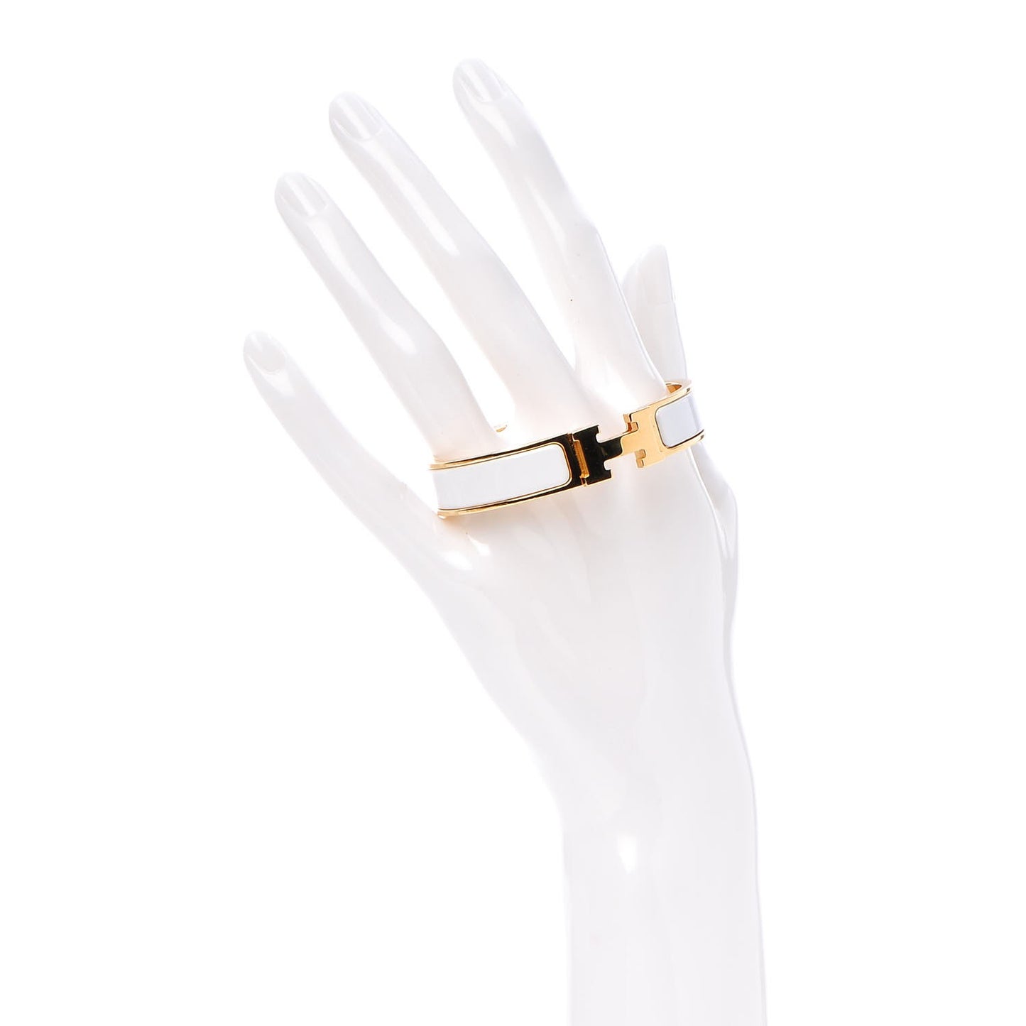 Enamel Narrow Clic Clac H Bracelet PM White