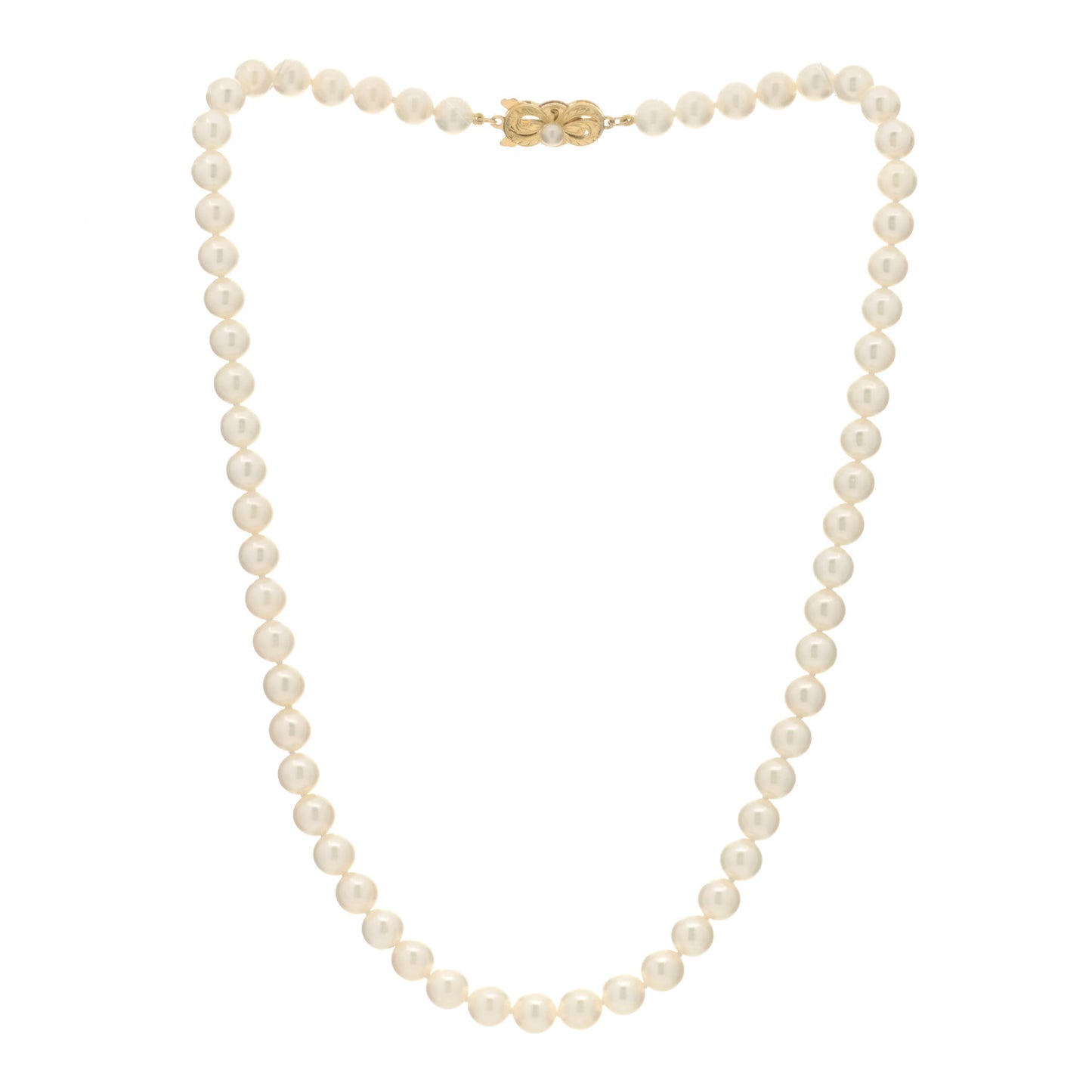 18K Yellow Gold Akoya Cultured Pearl 6.5-7mm Strand Necklace