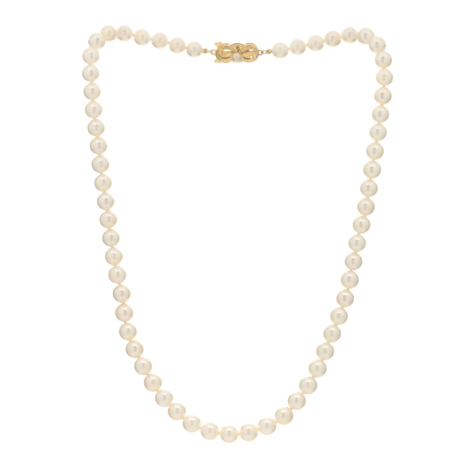 Mikimoto 18K Yellow Gold Akoya Cultured Pearl 6.5-7mm Strand Necklace 2 of 3