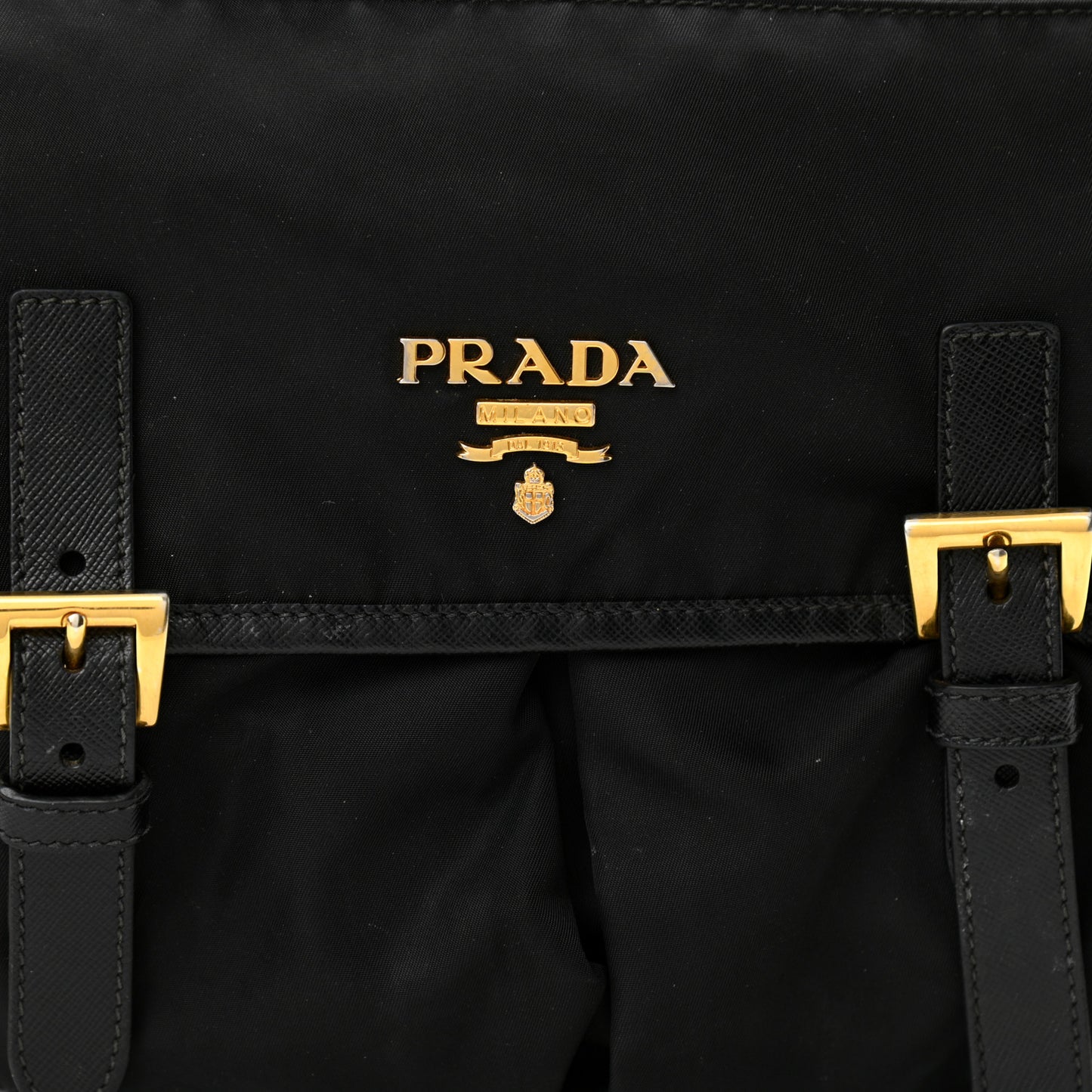 Tessuto Nylon Saffiano Messenger Bag Black