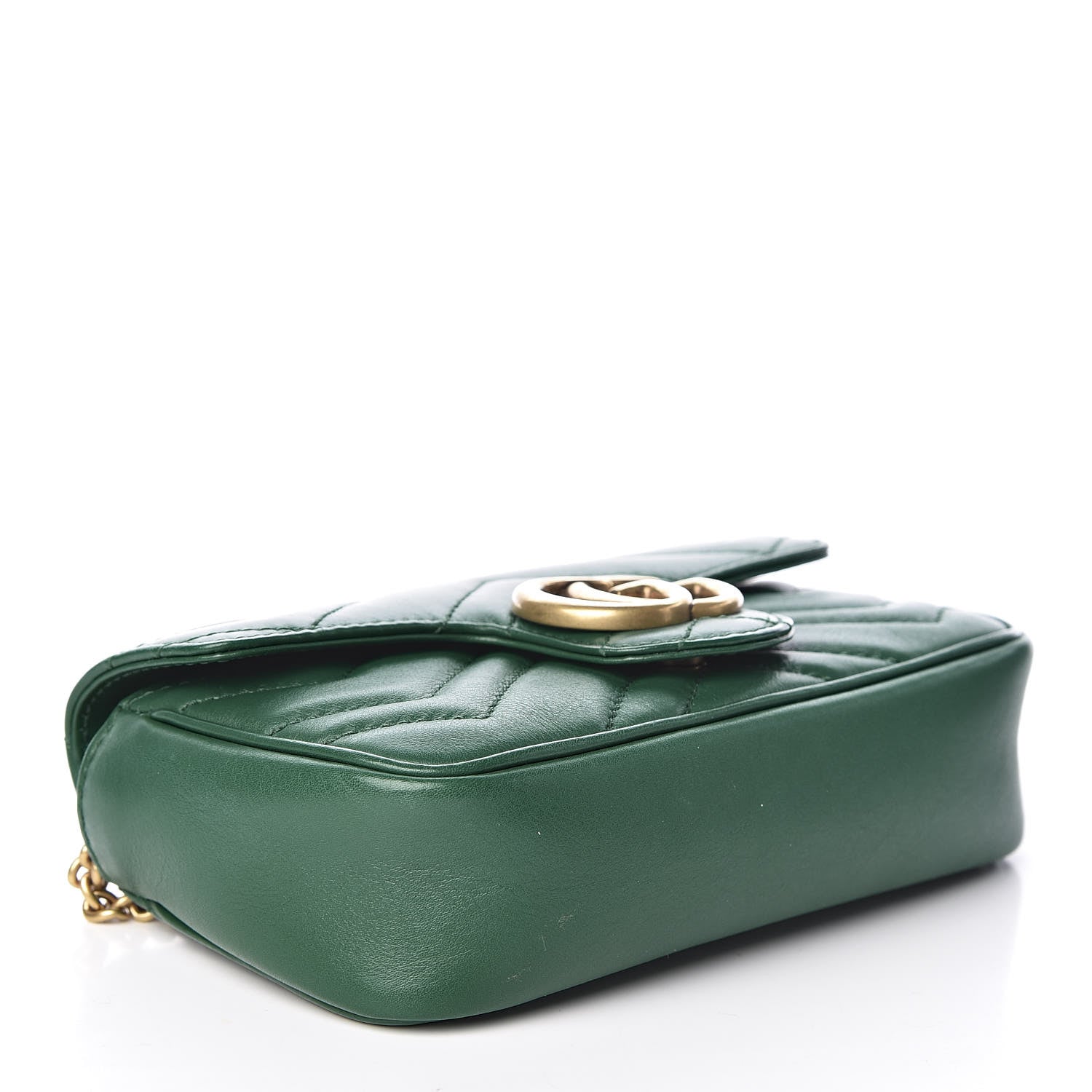 Gucci Calfskin Matelasse Super Mini GG Marmont Shoulder Bag Emerald Green 4 of 9