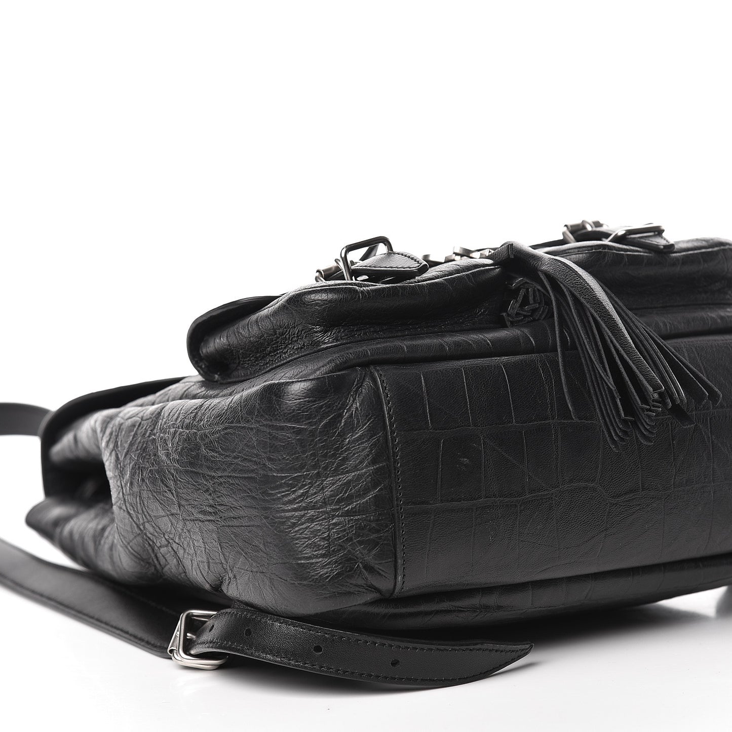 Crocodile Embossed Lambskin Festival Backpack Black
