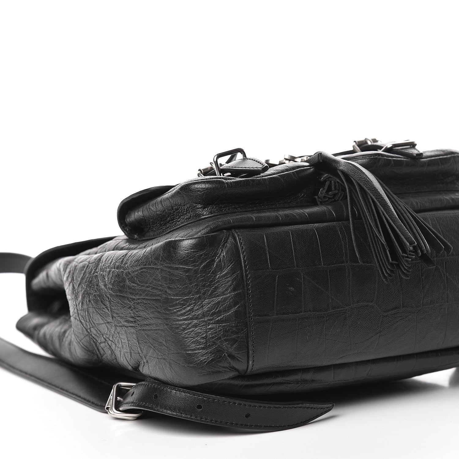 Saint Laurent Crocodile Embossed Lambskin Festival Backpack Black 9 of 11