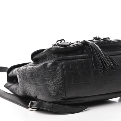 Saint Laurent Crocodile Embossed Lambskin Festival Backpack Black 9 of 11