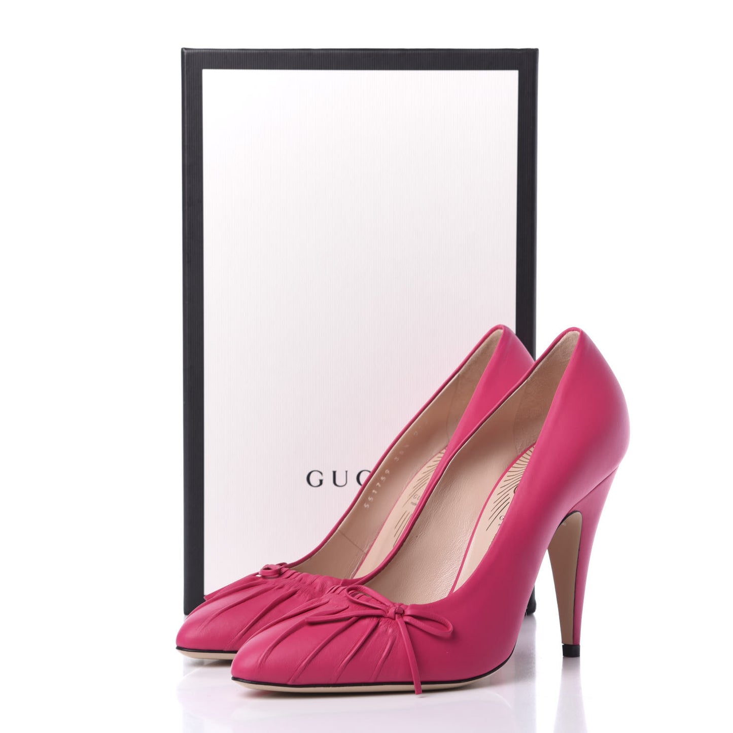 Nappa Bow High Heel Pumps 38.5 Bright Fuxia