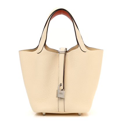 Hermes Taurillon Clemence Swift Eclat Picotin Lock 18 PM Nata Terre Battue 1 of 10