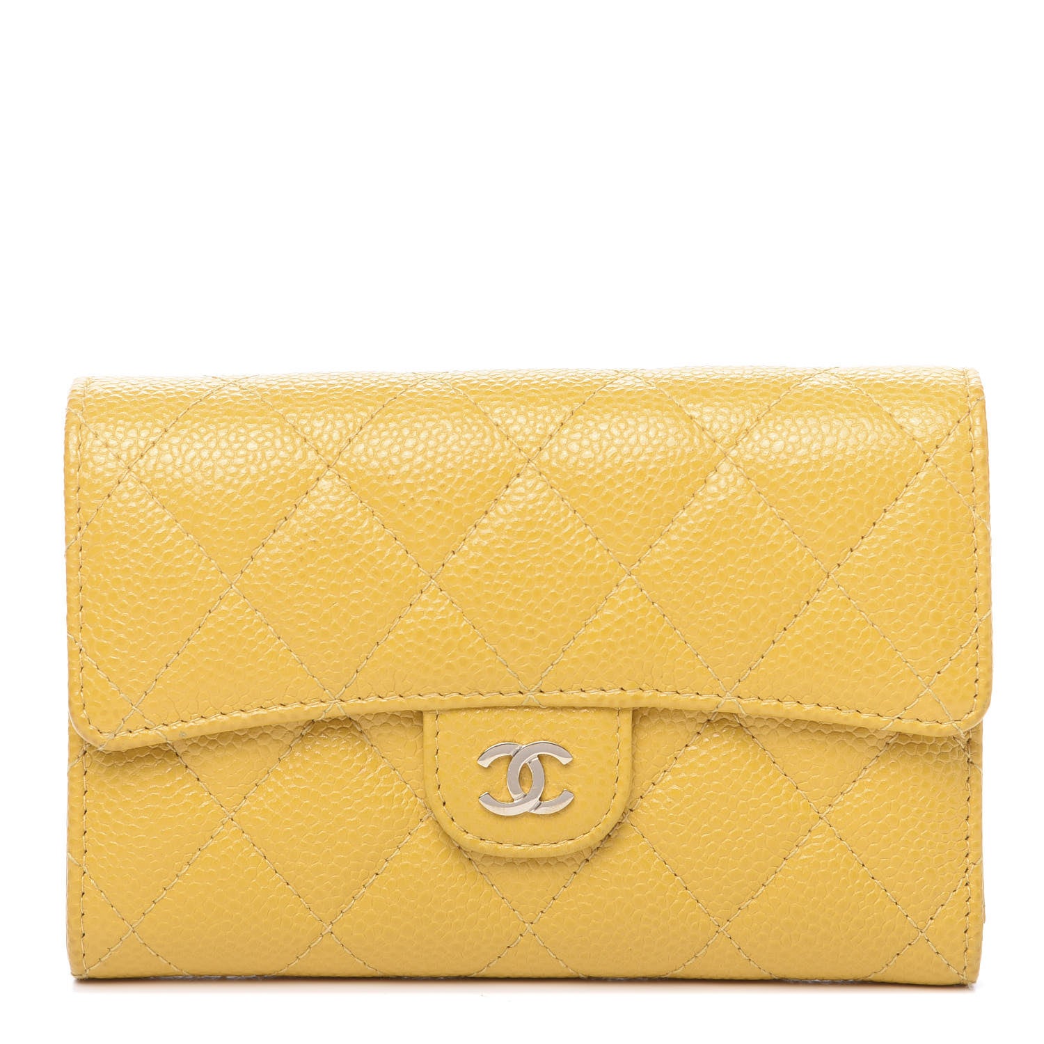 Chanel Caviar Quilted Medium Flap Wallet Yellow 1 of 11