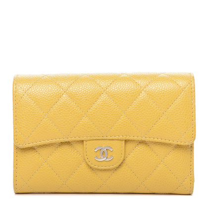 Chanel Caviar Quilted Medium Flap Wallet Yellow 1 of 11