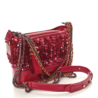 Chanel Sequin Calfskin Small Gabrielle Hobo Red 3 of 11