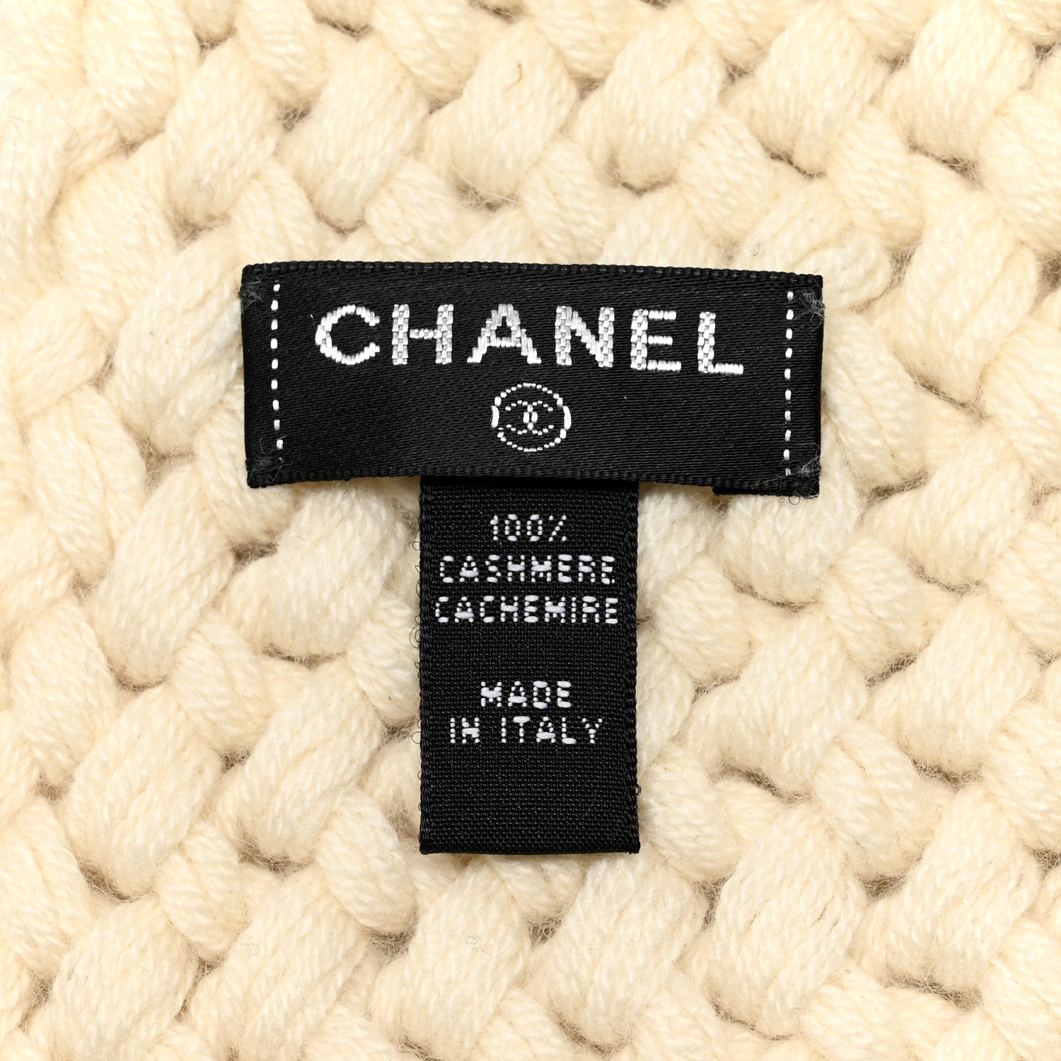 Chanel Cashmere Knit CC Scarf Dark White 3 of 4