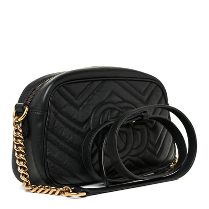 Gucci Calfskin Matelasse Small GG Marmont Chain Shoulder Bag Black 3 of 12