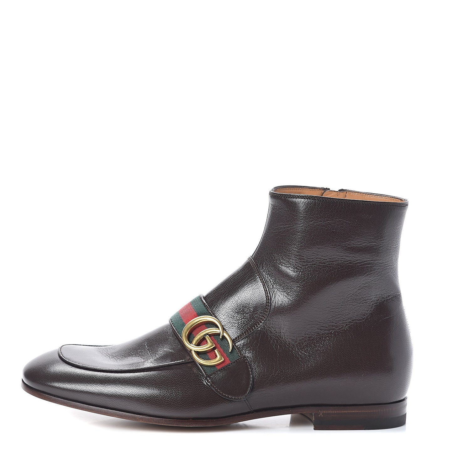 Goatskin Web Mens GG Ankle Boots 7 Cocoa