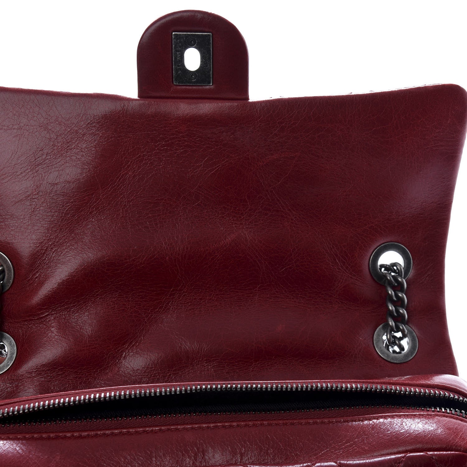 Chanel Glazed Calfskin Quilted Medium Duo Color Flap Dark Red 8 of 10