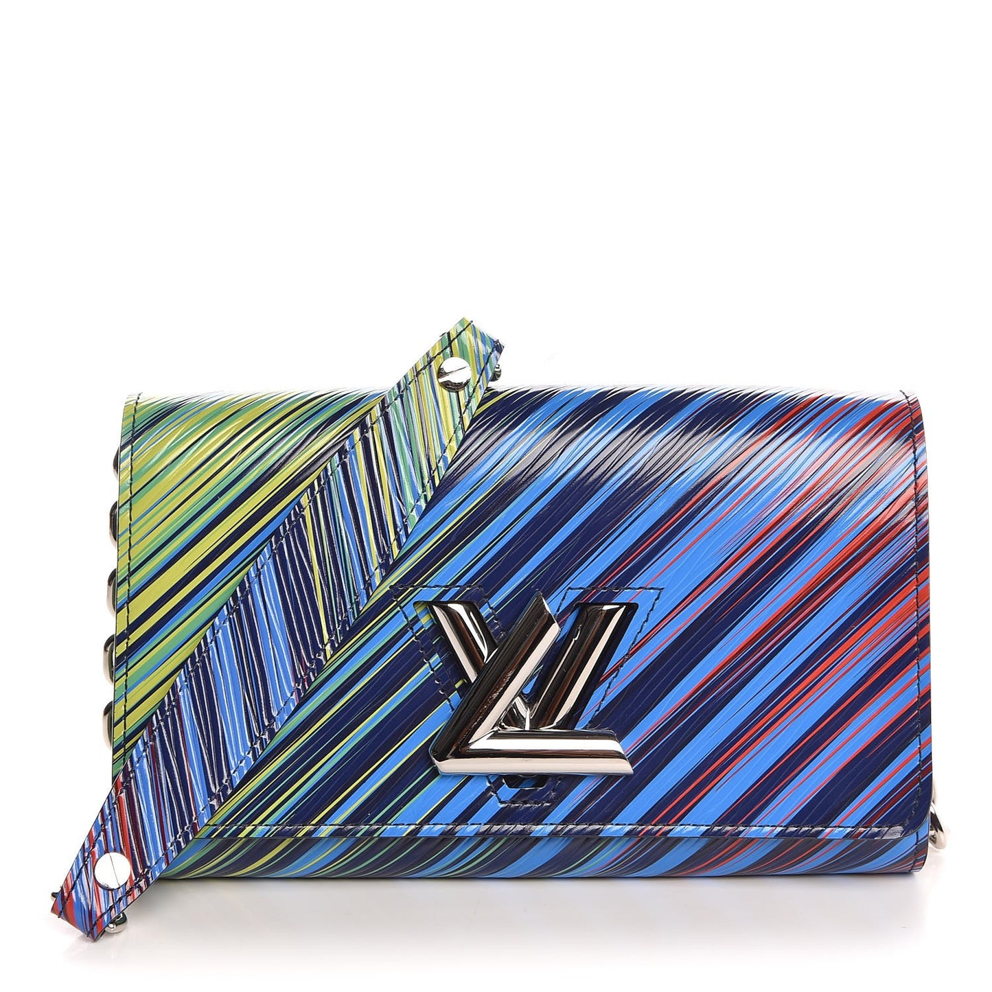 Epi Tropical Printed Twist Chain Wallet Vert Rouge