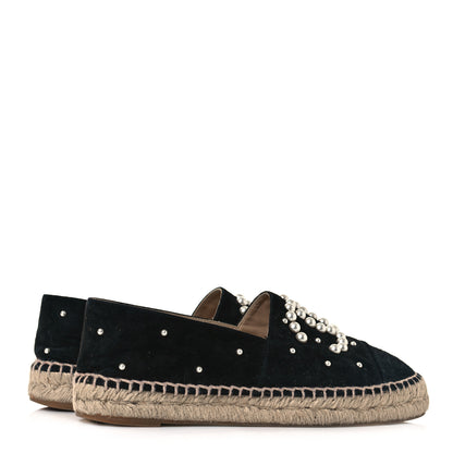 Chanel Suede Pearl CC Espadrilles 36 Black 4 of 9