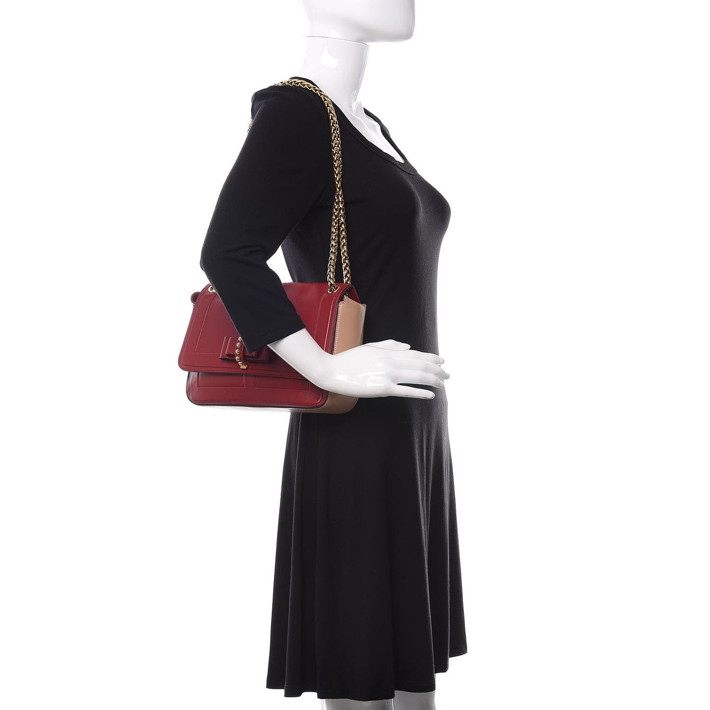 Soft Calfskin Small Sweety Charity Shoulder Bag Nude Red