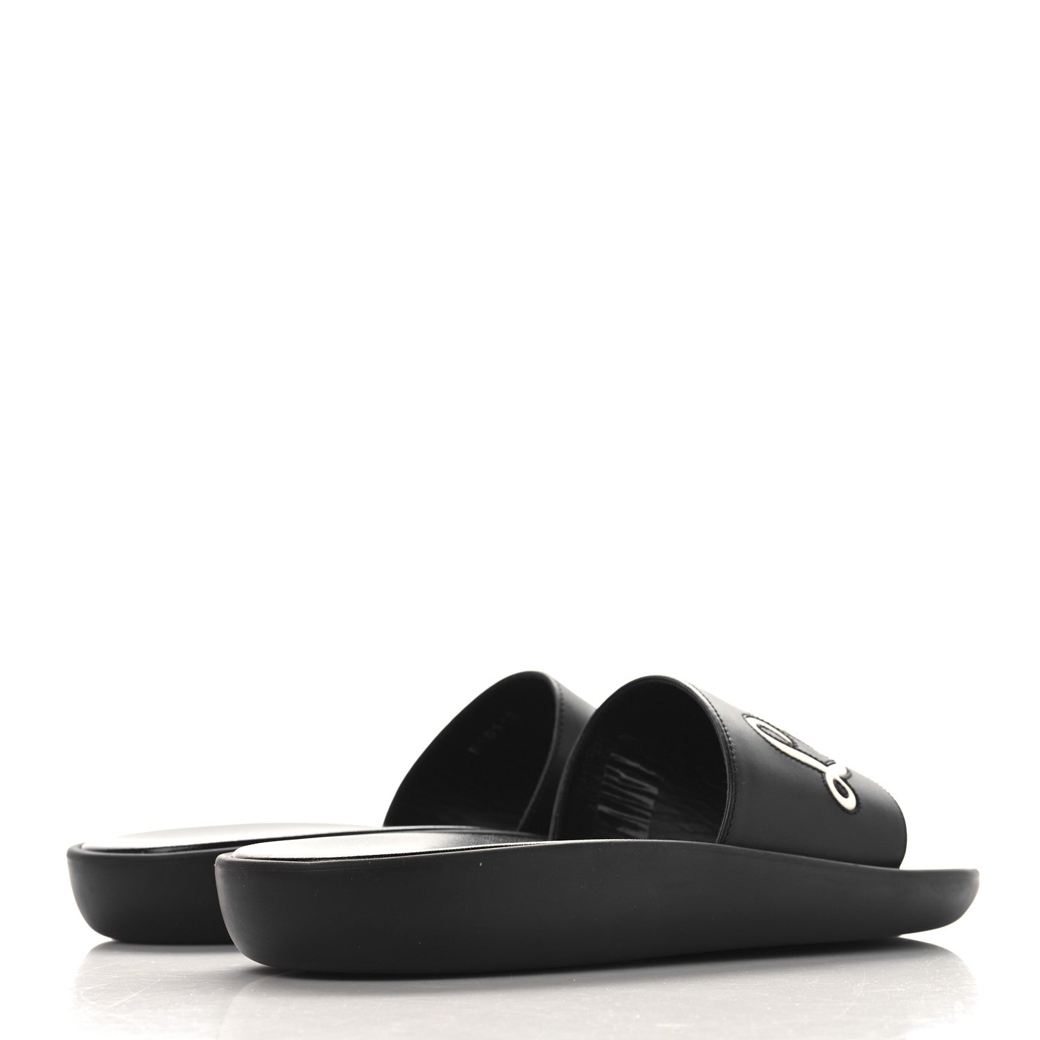 Louis Vuitton Calfskin Logo Sunbath Slide Sandals 38 Black 5 of 10