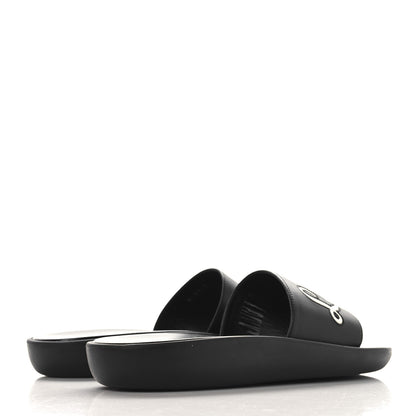 Louis Vuitton Calfskin Logo Sunbath Slide Sandals 38 Black 5 of 10