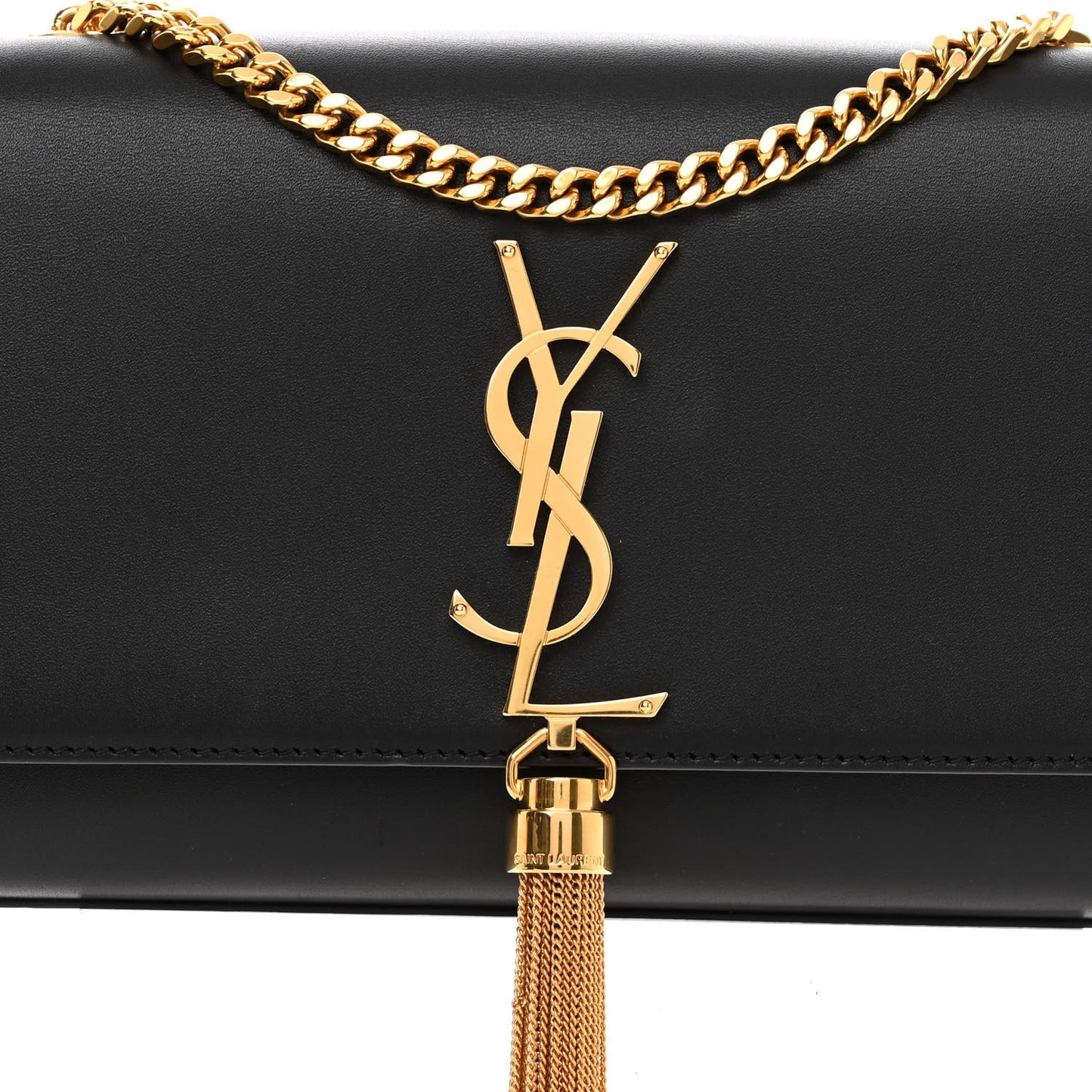 Calfskin Small Classic Monogram Kate Tassel Satchel Black