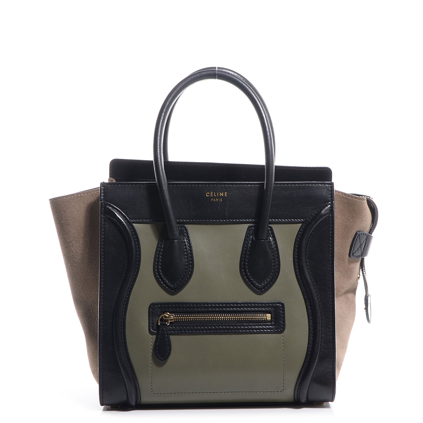 Satin Calfskin Suede Micro Tri-Color Luggage Almond