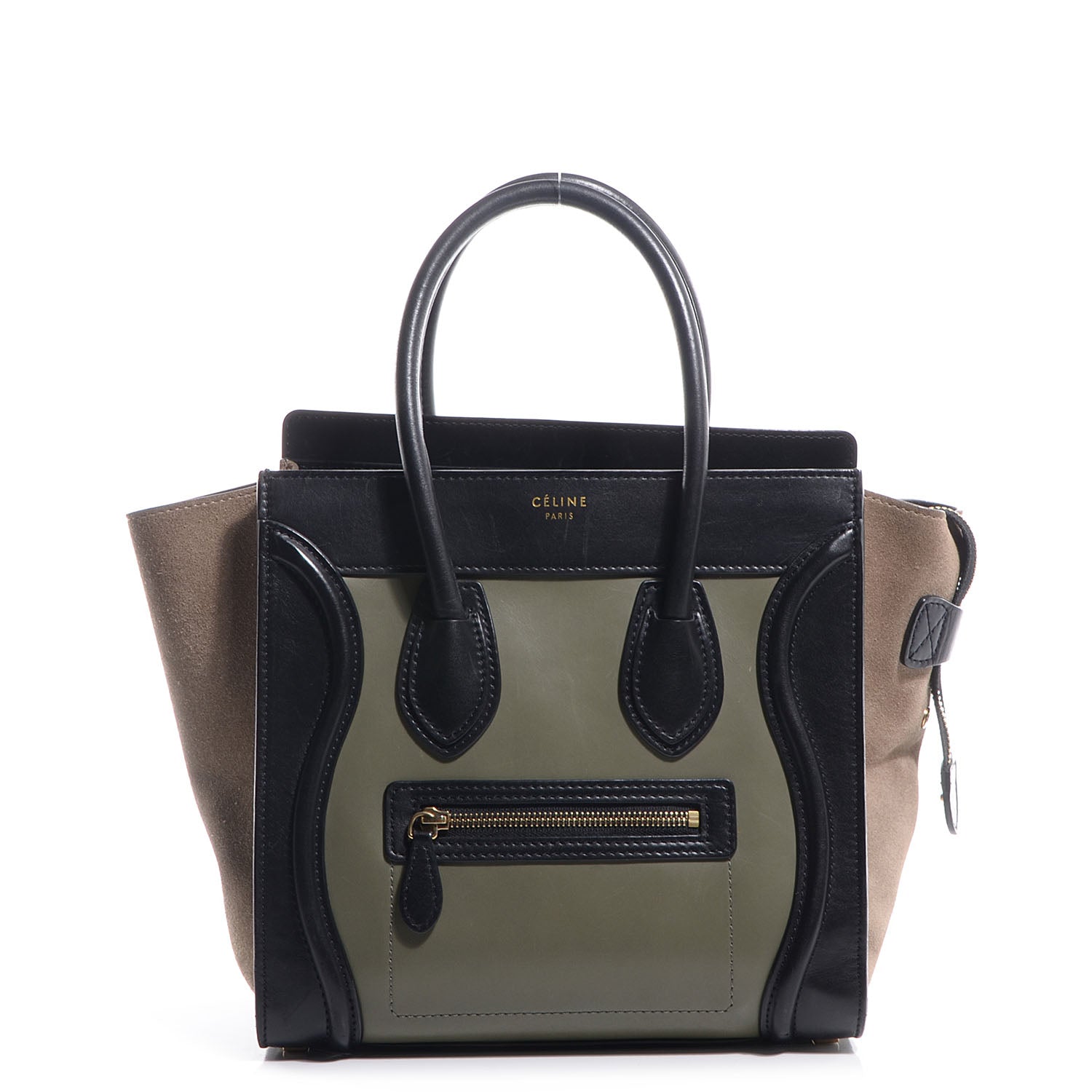 Celine Satin Calfskin Suede Micro Tri-Color Luggage Almond 1 of 9