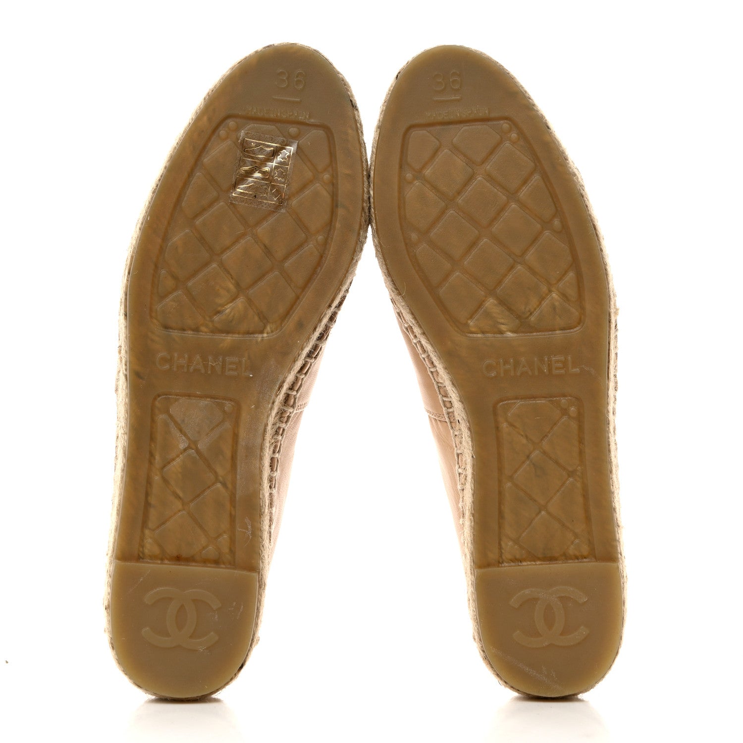 Chanel Lambskin CC Espadrilles 36 Beige Black 8 of 8