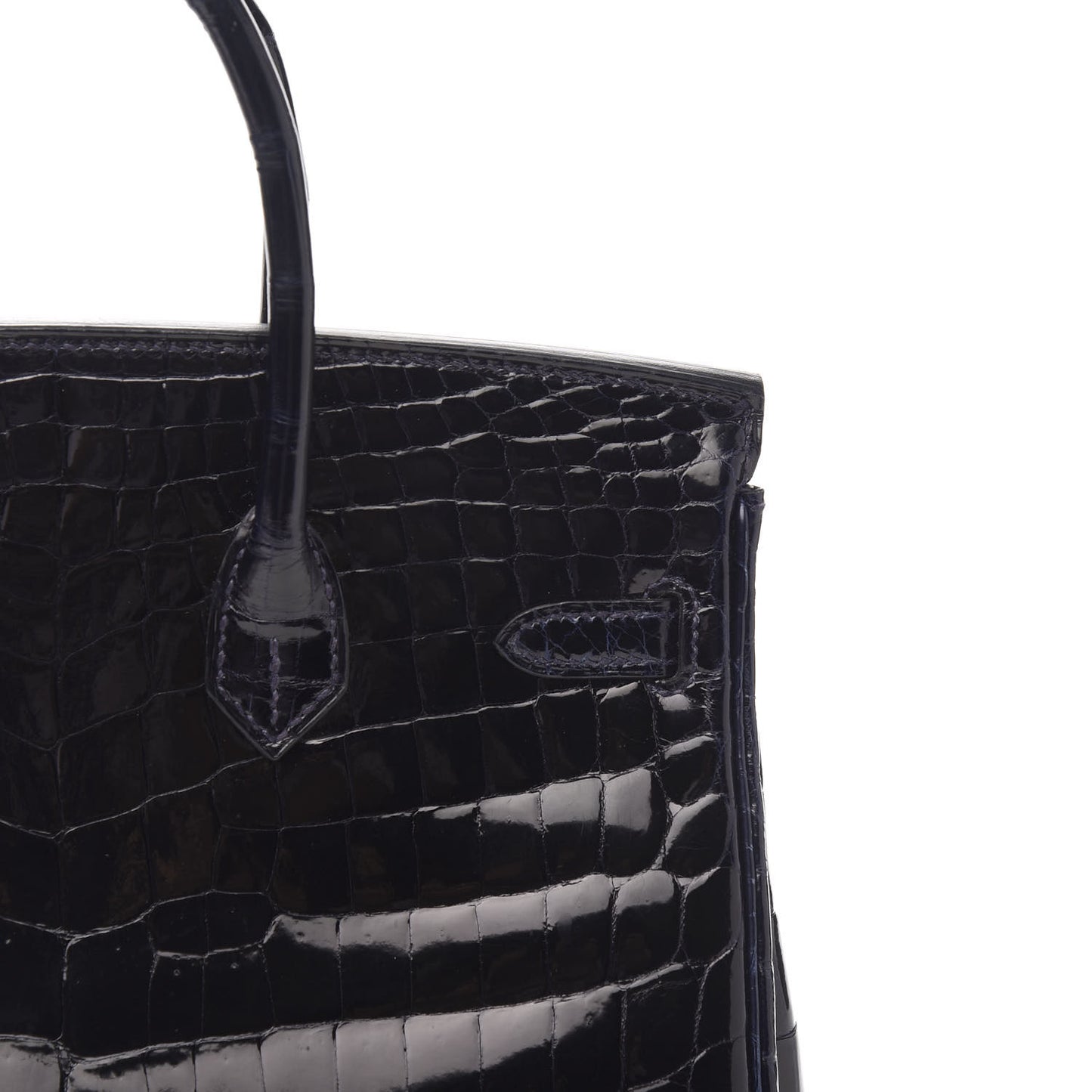 Shiny Niloticus Crocodile Birkin 25 Bleu Marine Bleu Marine