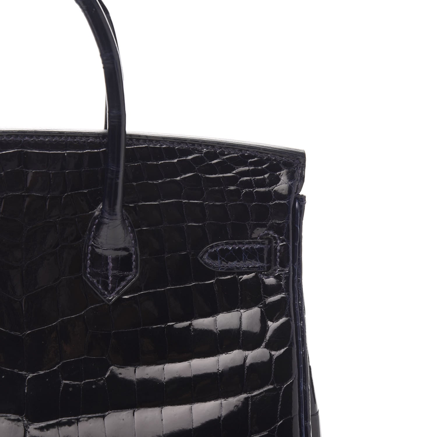 Hermes Shiny Niloticus Crocodile Birkin 25 Bleu Marine Bleu Marine 12 of 30
