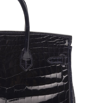 Hermes Shiny Niloticus Crocodile Birkin 25 Bleu Marine Bleu Marine 12 of 30