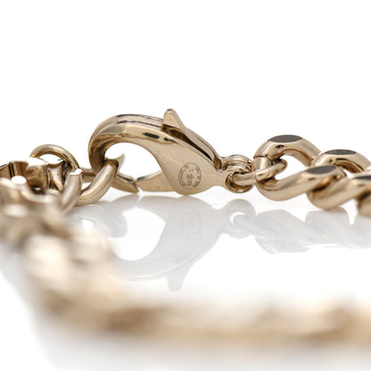 Chanel Enamel Metal CC Chain Bracelet Gold White 4 of 5