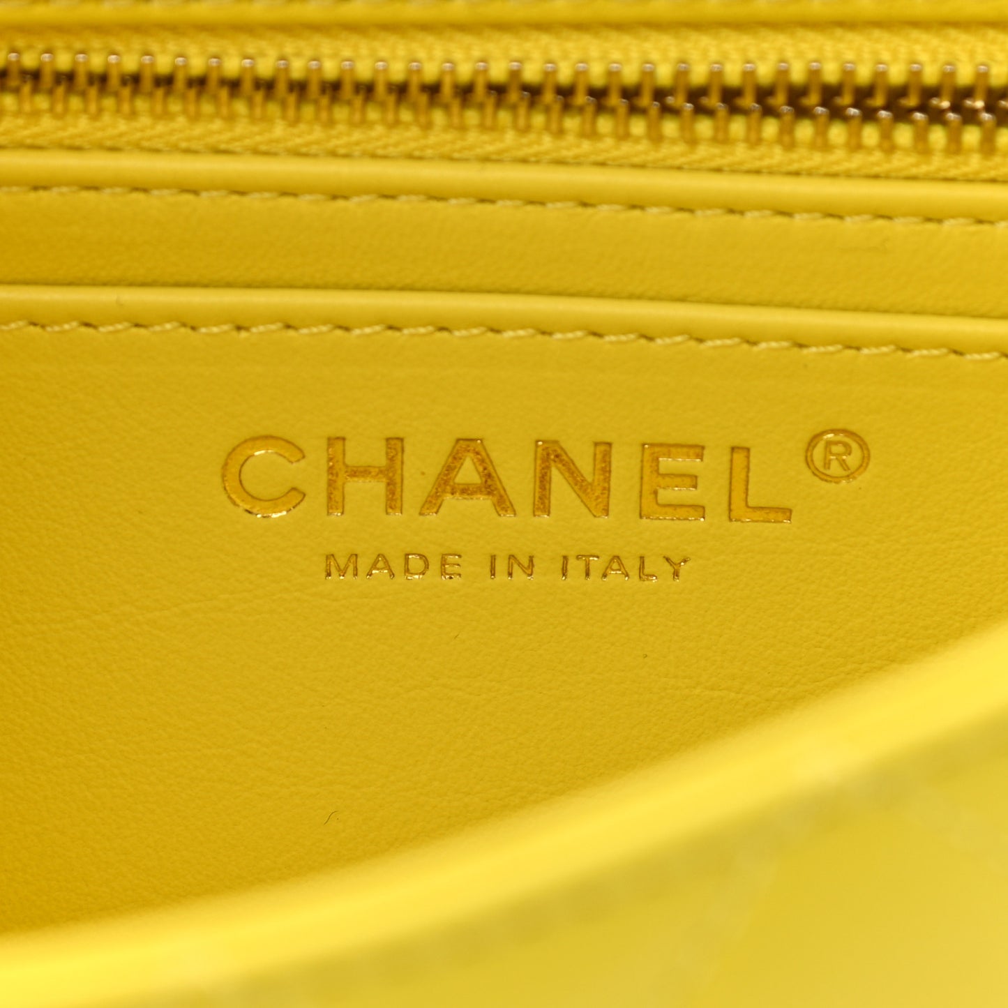 Lambskin Quilted Mini Rectangular Pearl Crush Flap Yellow