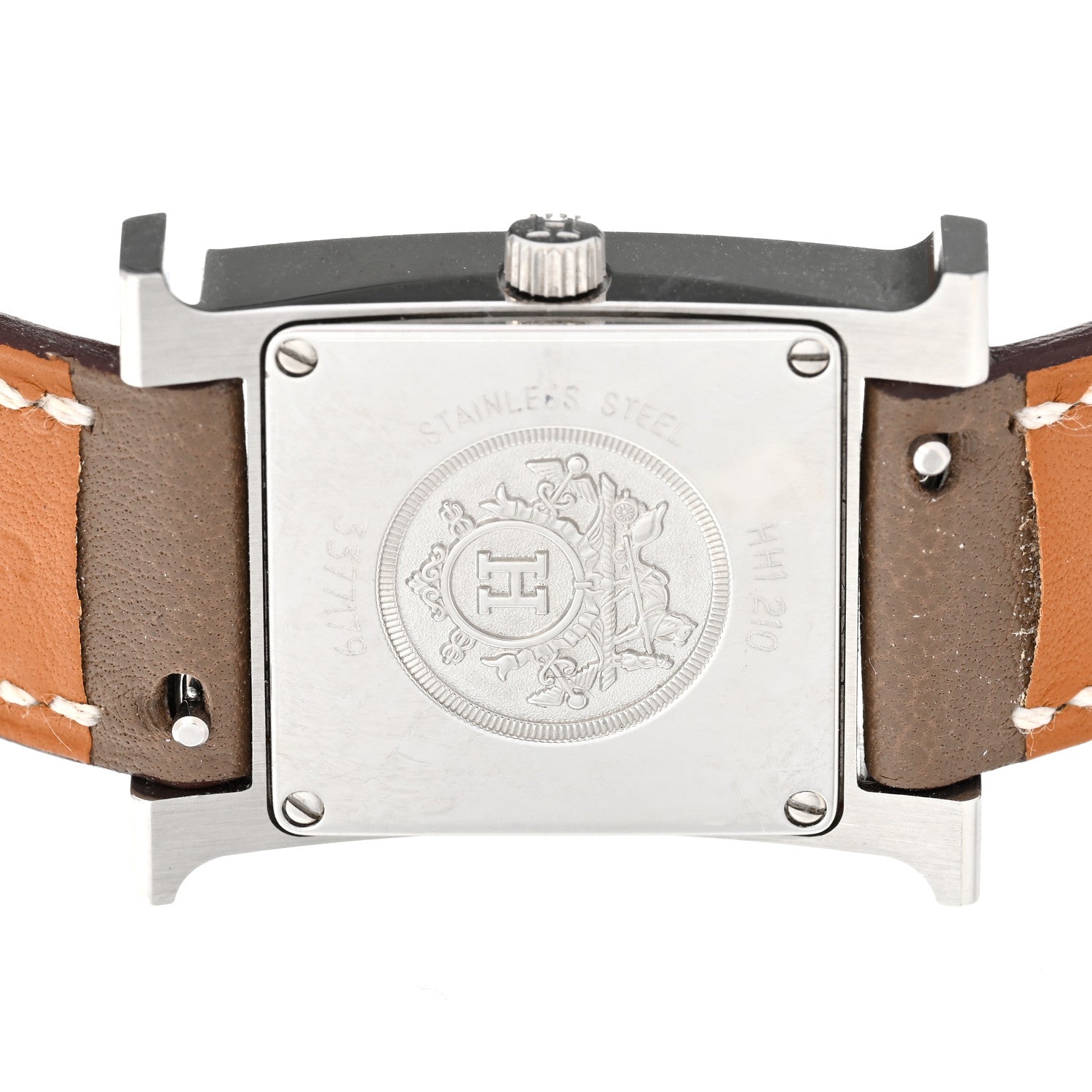 Hermes Stainless Steel Swift 21mm Heure H Hour Double Tour Quartz Watch Etoupe 4 of 4