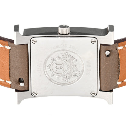 Hermes Stainless Steel Swift 21mm Heure H Hour Double Tour Quartz Watch Etoupe 4 of 4