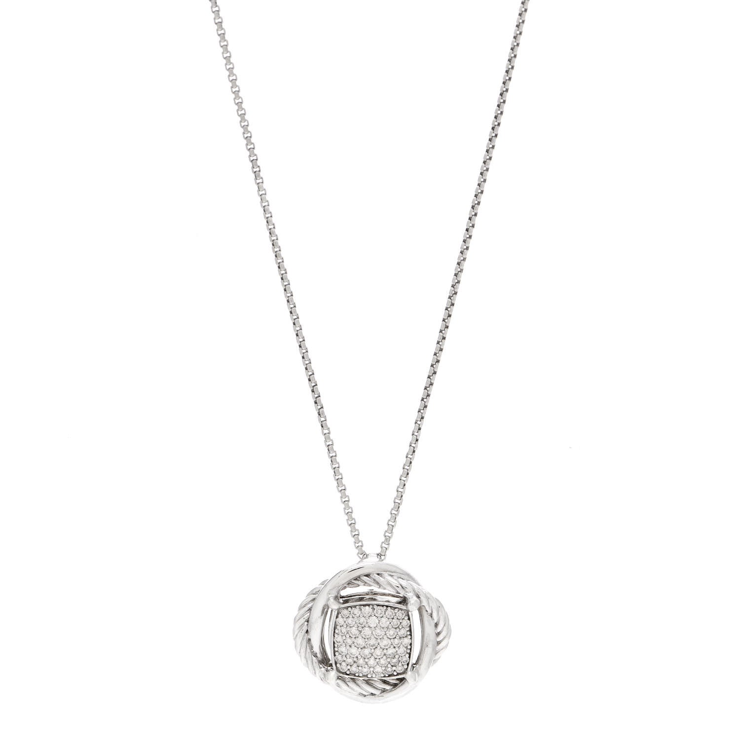 David Yurman Sterling Silver Diamond 20mm Infinity Pendant Necklace 1 of 5