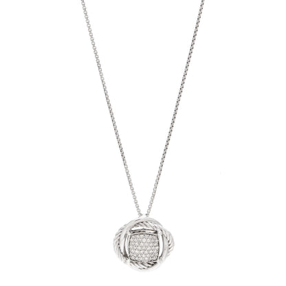 David Yurman Sterling Silver Diamond 20mm Infinity Pendant Necklace 1 of 5