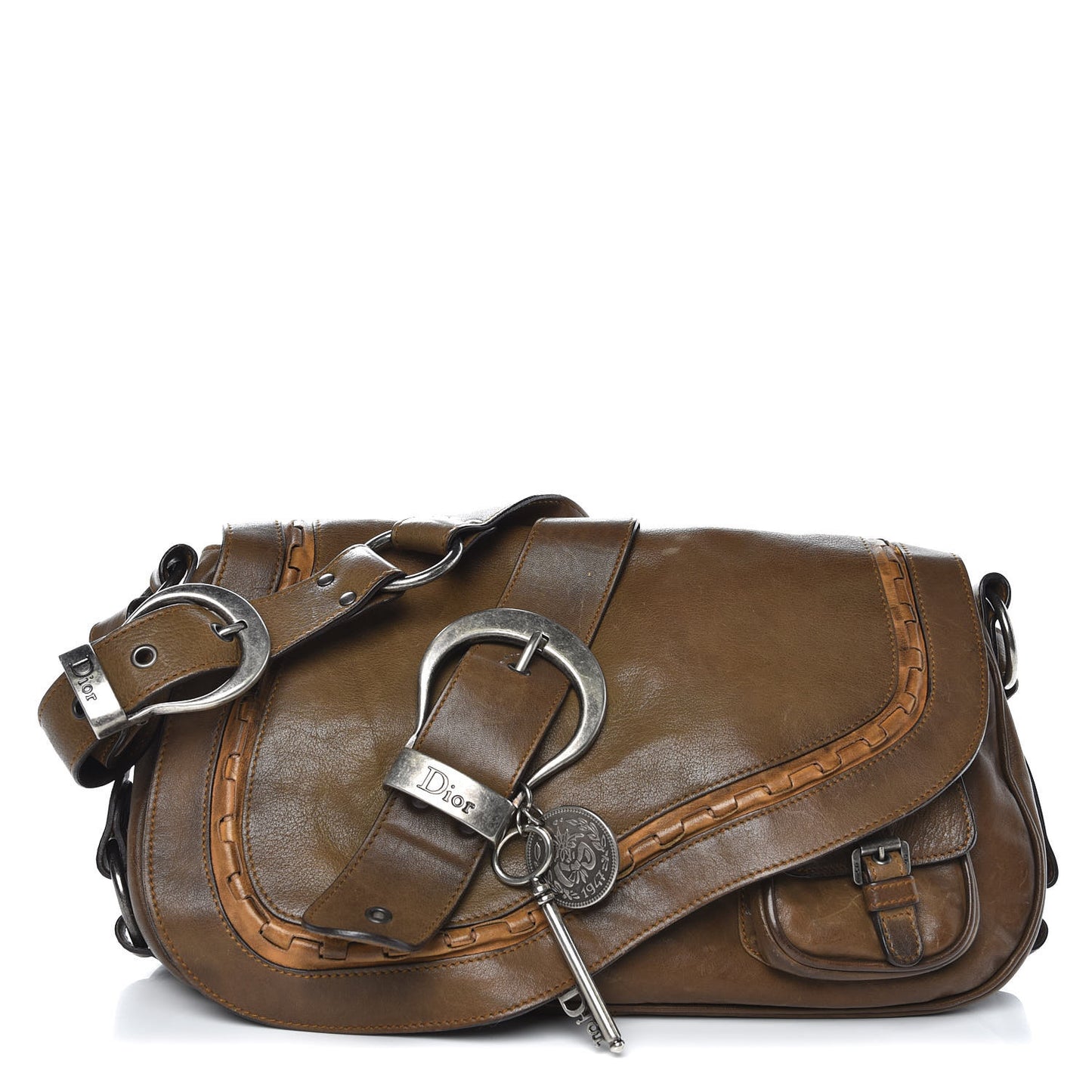 Calfskin Medium Gaucho Double Saddle Bag Green