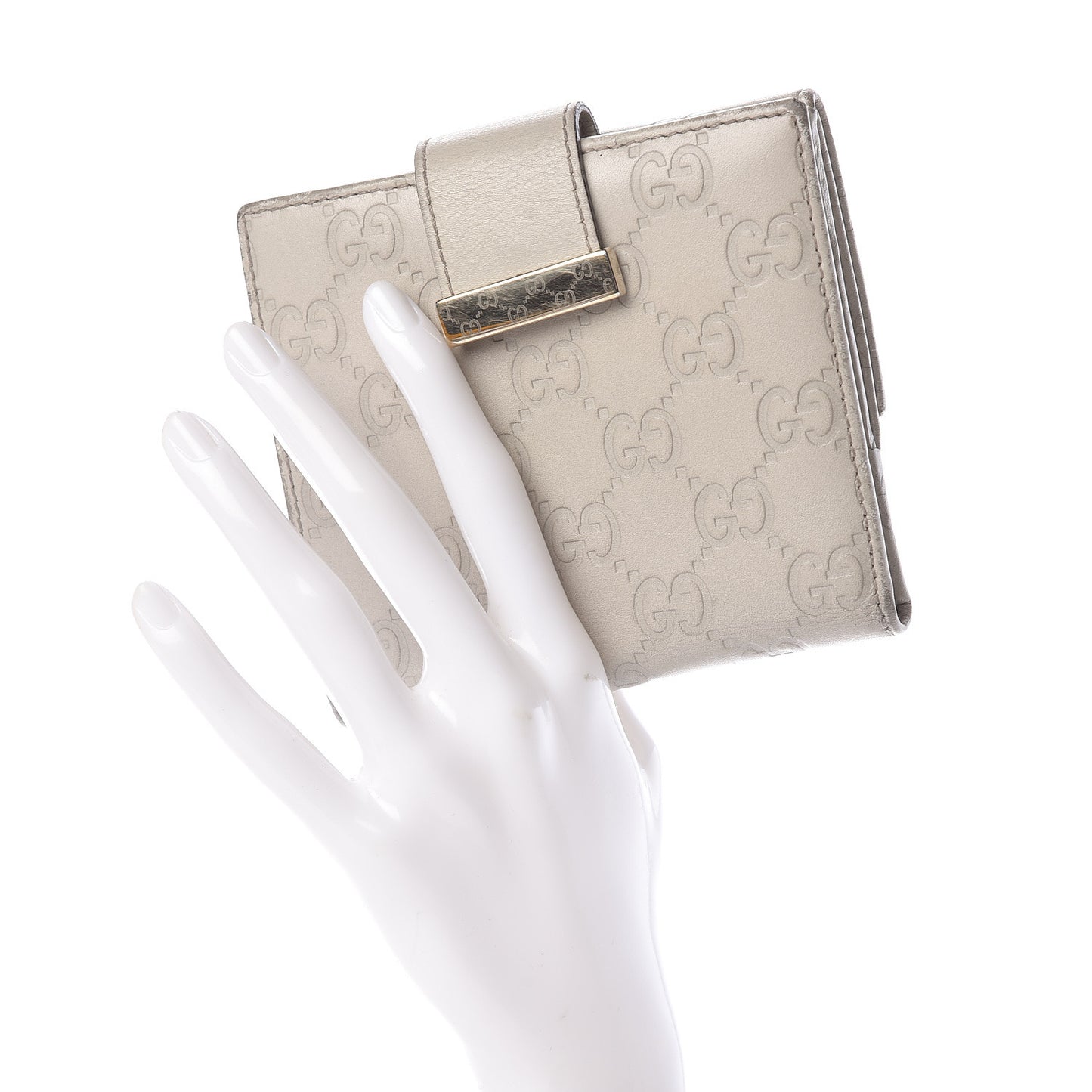 Guccissima Icon Bar French Flap Wallet White