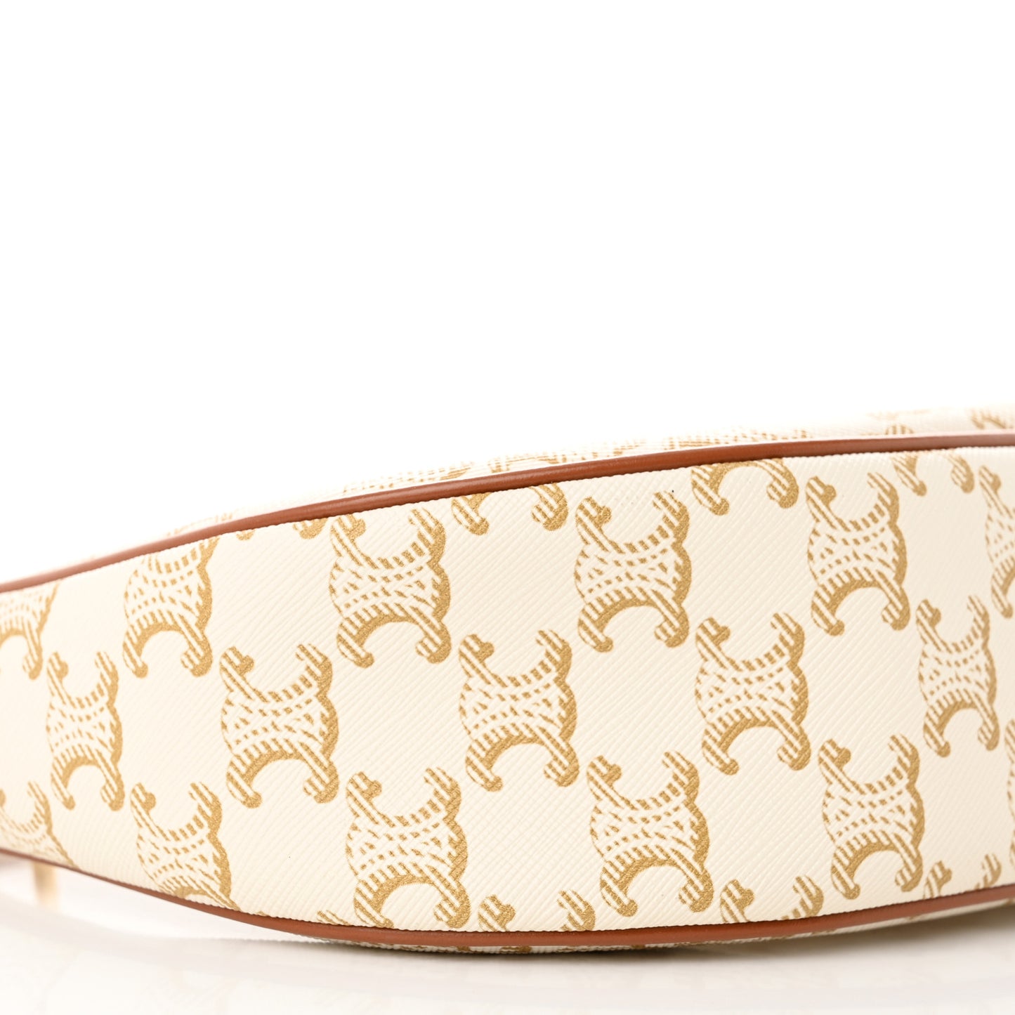 Canvas Calfskin Ava Triomphe Shoulder Bag White