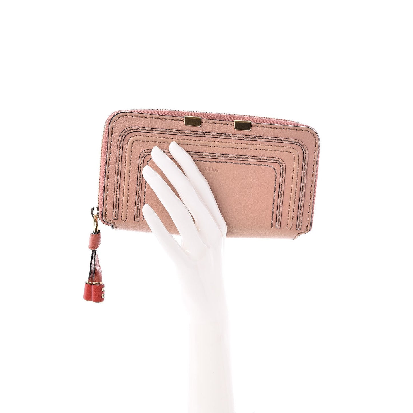 Grained Calfskin Marcie Long Zip Around Wallet Pink