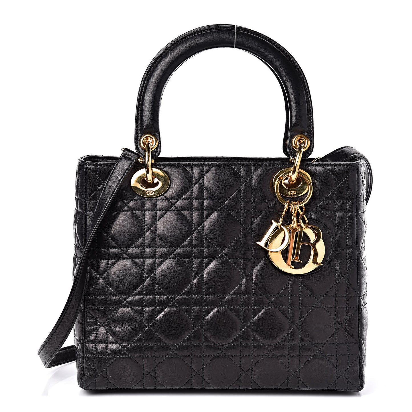 Lambskin Cannage Medium Lady Dior Black